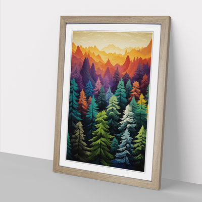 Pine Tree Colour Field - Single Picture Frame Print on Wood