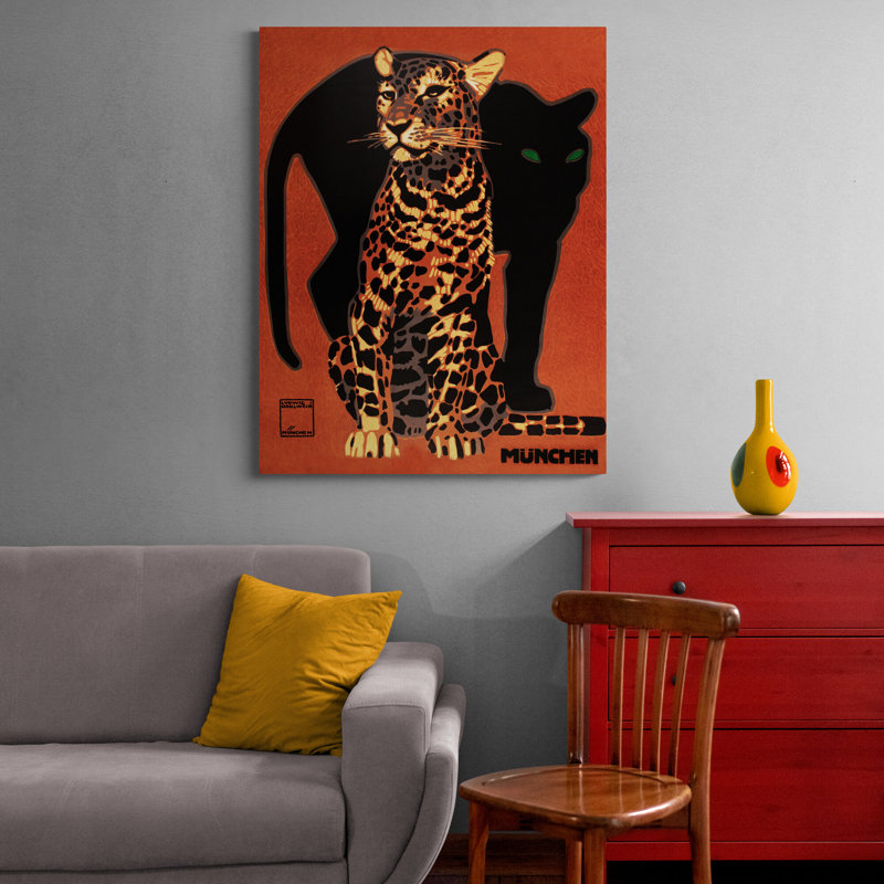 Panther Leopard - Munich Zoo by Ludwig Hohlwein - Wrapped Canvas Art Prints, 117cm H x 81cm W