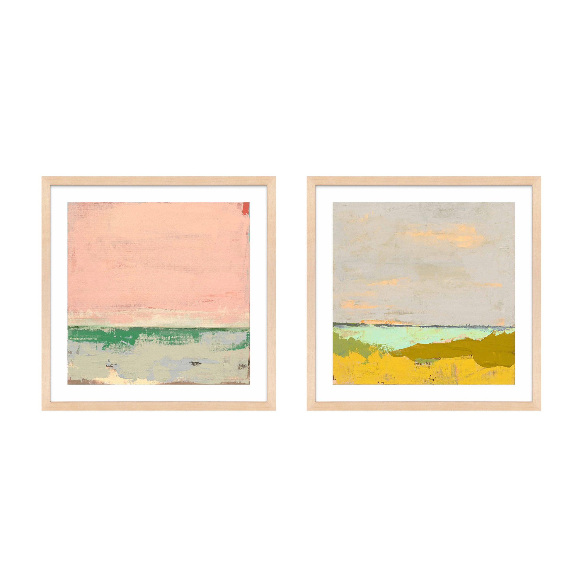 Provenve 1 & 2 by Andrea Stokes - 2 Piece Single Picture Frame Print, 24" H x 24" W x 1.25" D, Maple Framed Paper