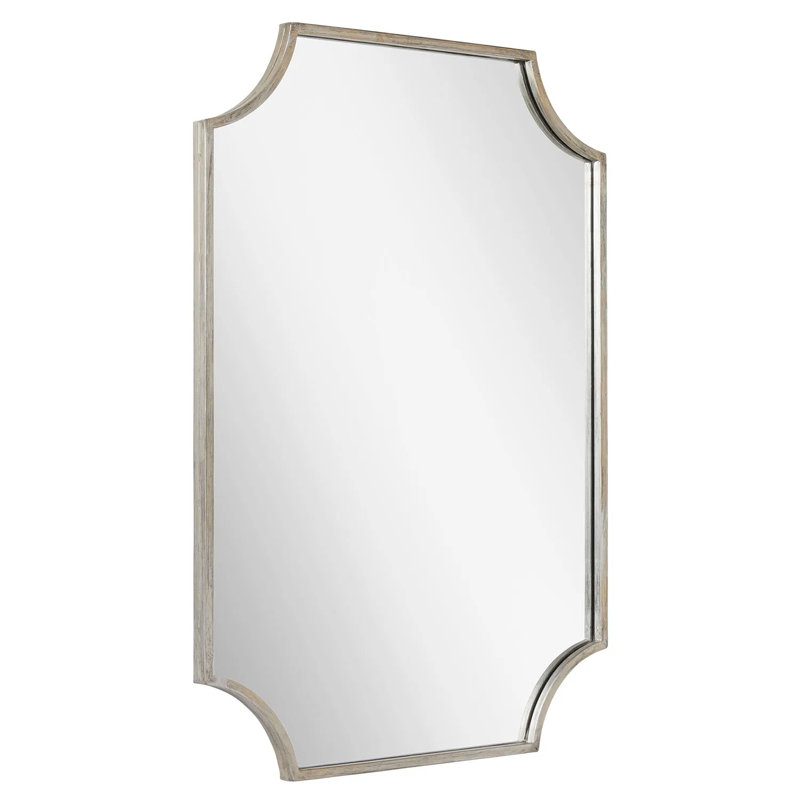 Antique Silver Rectangular Metal Framed Bathroom Vanity Mirror