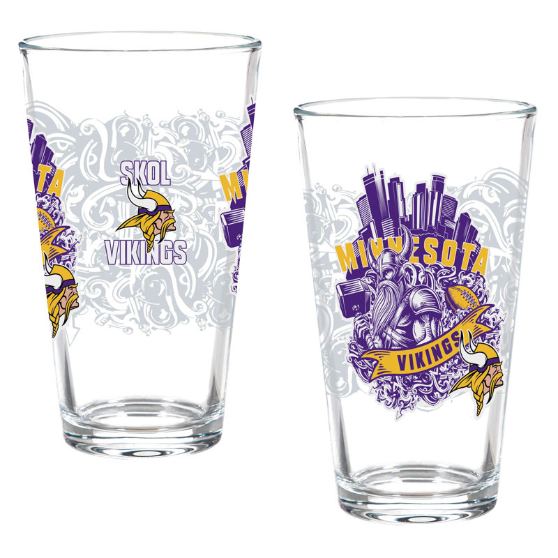 Ensemble de 2 verres à bière 16 oz Minnesota Vikings, Vikings du Minnesota