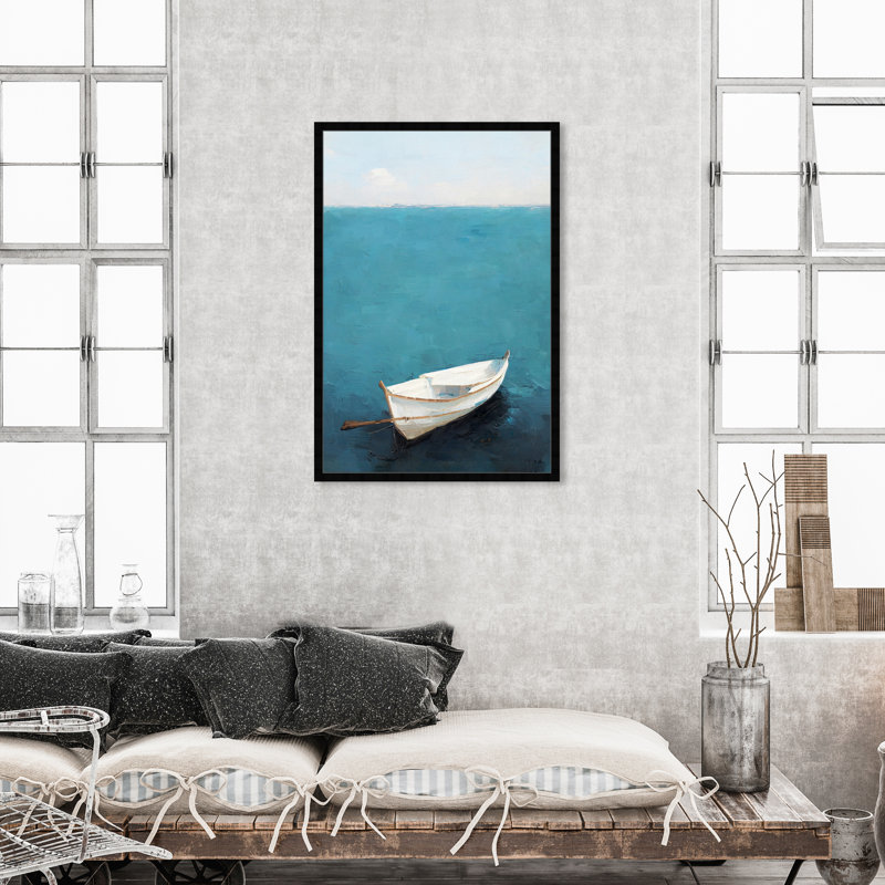 Côte perdue - Peinture sur papier encadrée, Noir, H 47 po x l 32 po
