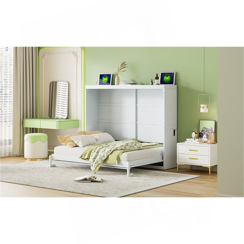 Queen  Size Murphy Bed Wall Bed,White