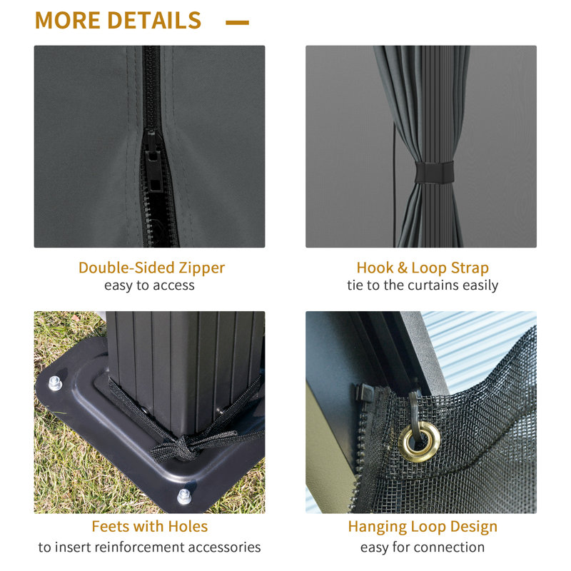 10X10HardtopGazeboWithAluminumFrame,PolycarbonateGazeboCanopyWithCurtains, NettingForGarden,Patio,Backyard,Black