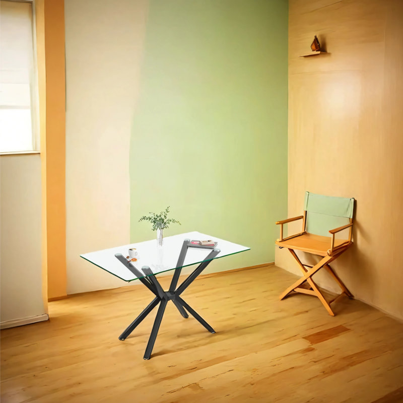 Rectangular Clear Black Glass Dining Table