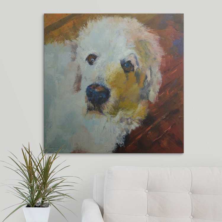 «Anjlee Great pyrenes» par Michael Creese, reproduction d'art, H 12 po x l 12 po x P 1,5 po, Toile
