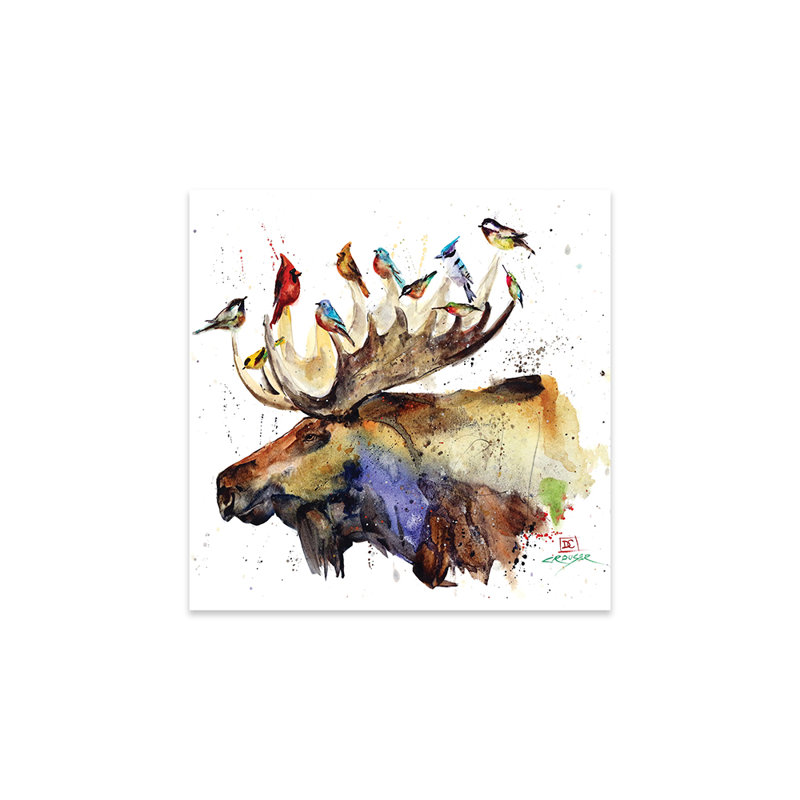 «Moose and Birds» par Dean Crouser - impression non encadrée