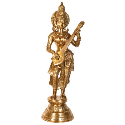 Déesse Saraswati jouant sur Veena (grande taille)