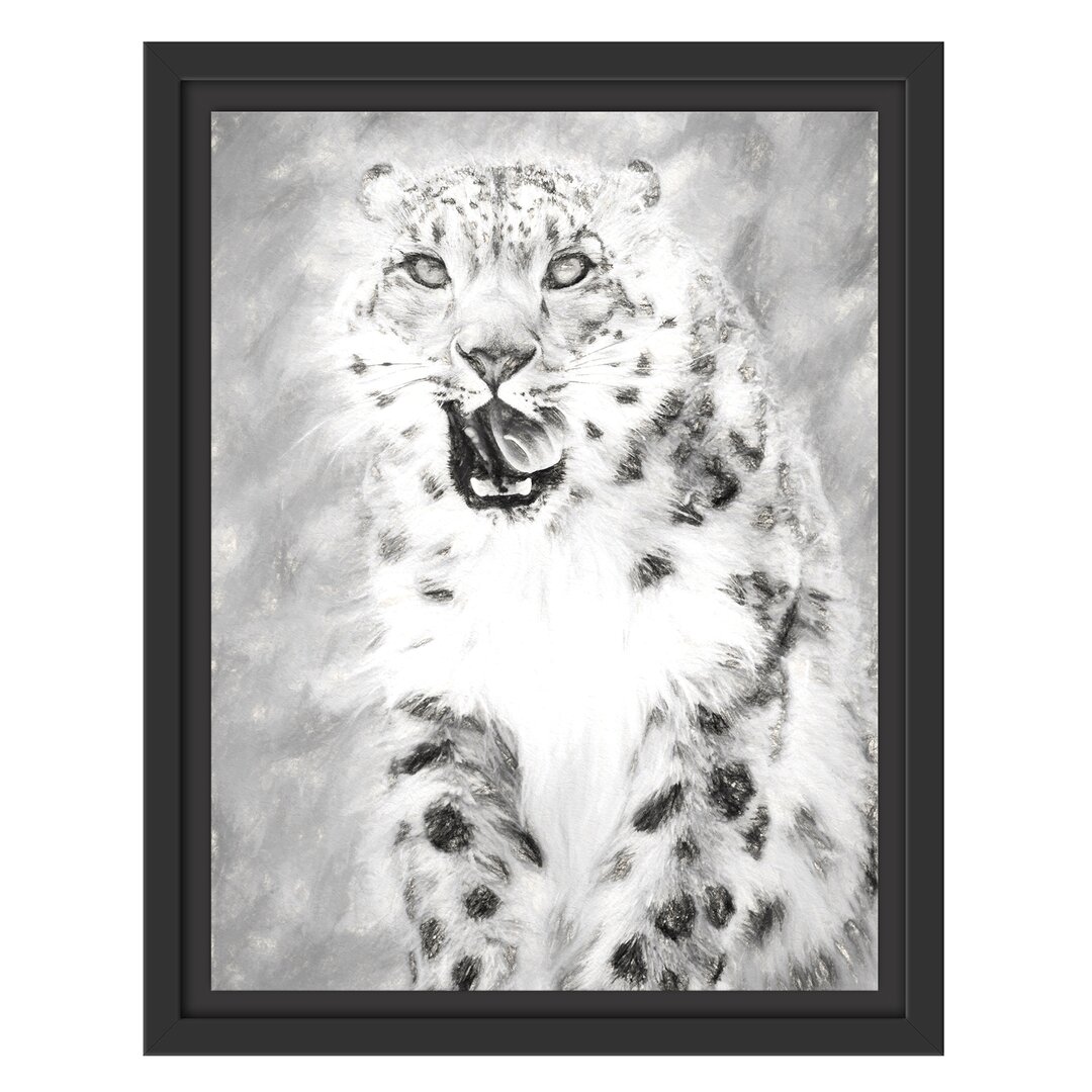 Gerahmtes Wandbild LeopardSchnee Kunst