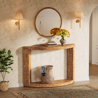 Console à 2 niveaux pour le salon, 47,24 po, table d'entrée moderne pour vestibule, couloir, brun