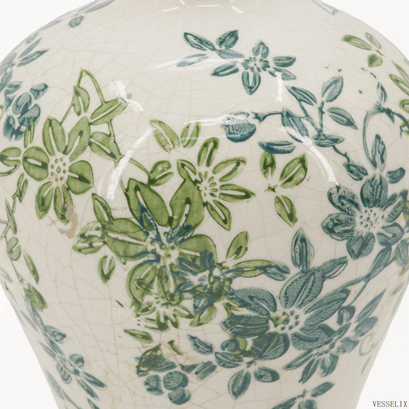 Ensemble de 3 vases en céramique à motifs floraux, grands, moyens et petits