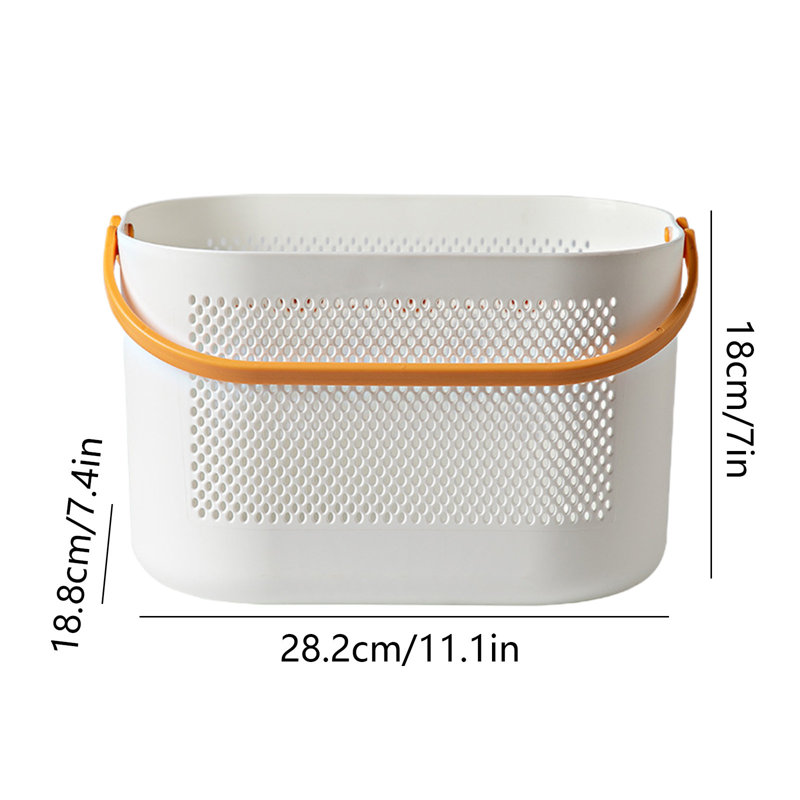 Panier de salle de bain avec poignée, panier de douche en plastique épais, boîte de rangement, panier à fruits, Yellow