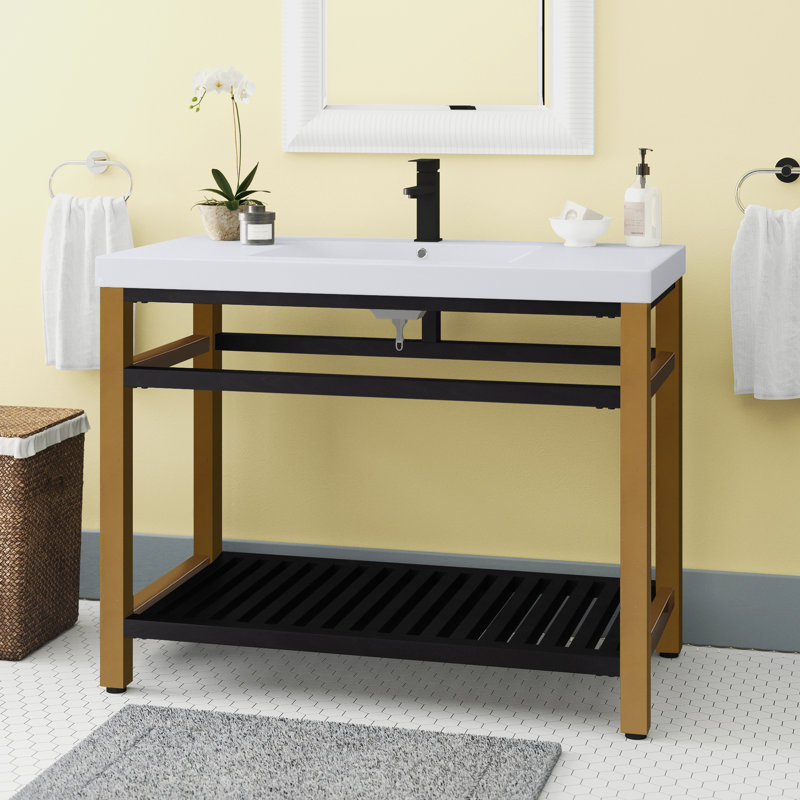 Ensemble de meuble-lavabo simple 42 po Raya, Doré / noir