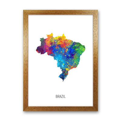 Brazil Watercolour Map by Michael Tompsett - Print