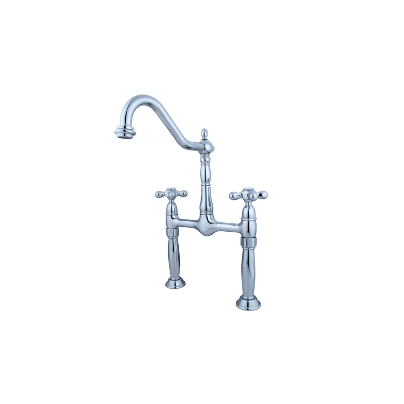 Victorian Vessel Sink Bathroom Faucet, Polished Chrome