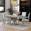 Ensemble de salle à manger extensible 5 pièces Trexm Retro Table ronde et 4 chaises pour la salle à manger de cuisine (chêne gris antique)-1533822827-1533822828-1533822830