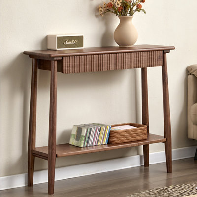 Console rectangulaire en bois massif noyer