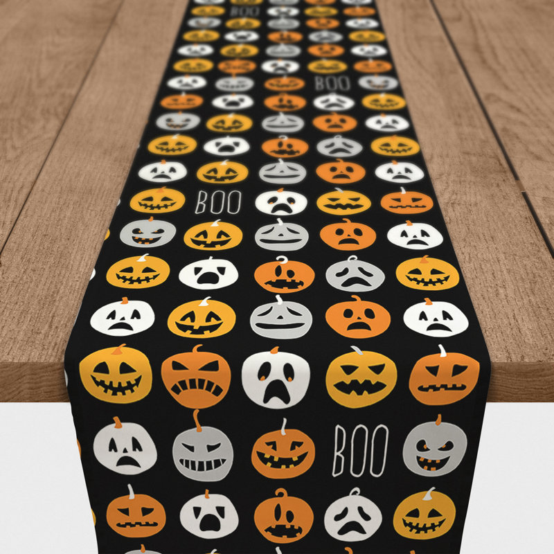 Morwenna Geometric 100% Cotton Halloween Table Runner, 72" L x 16" W