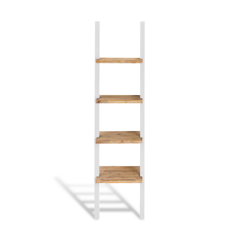 Addisun 44cm W Solid Wood Height -Adjustable Shelving Unit, White/Beige