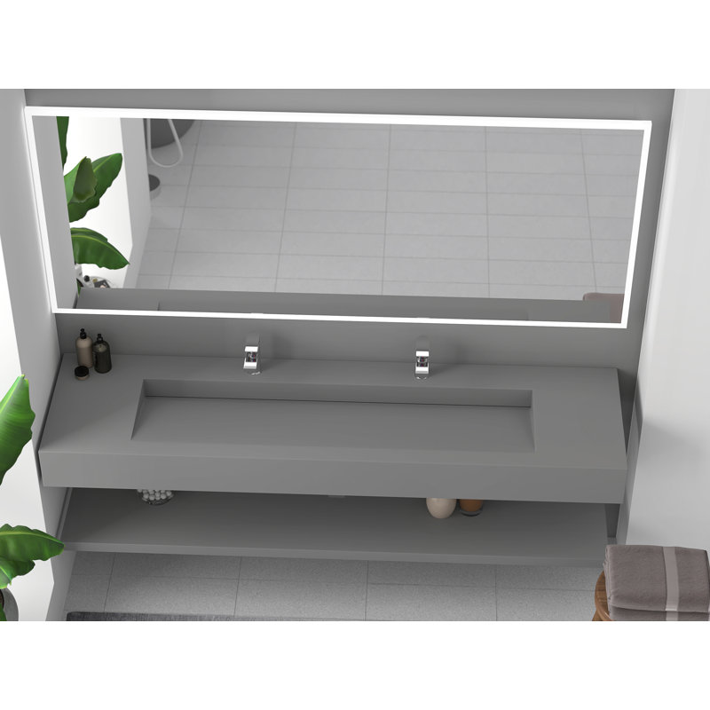 Lavabo de salle de bain vasque rectangulaire Pyramid, Gris