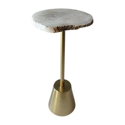 Sagebrook Home 23" Reykur Short Raw Agate Table, White/Gold
