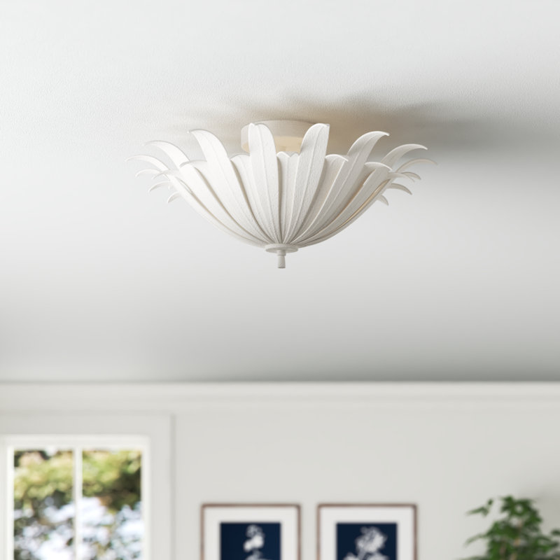 Plafonnier semi-encastré Arela, Blanc texturé, Blanc texturé
