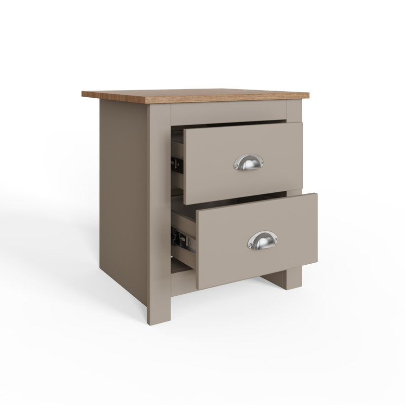 Loretta 45cm W Particle Board / Chipboard Bedside Table, Soft Grey