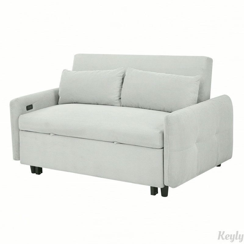 Canapé-lit convertible 57,48 po, Bleu clair