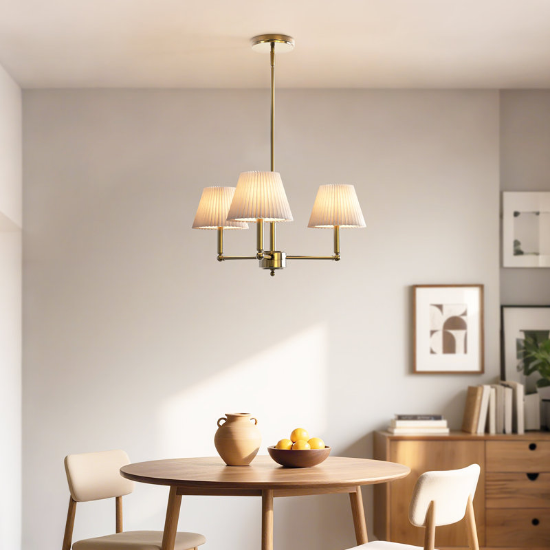 Costa Iron 3-Light Chandelier, Laiton brossé