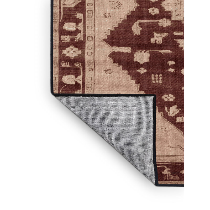 Machine Washable Overdyed Black Area Rug, Square 4'