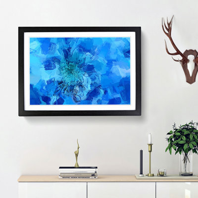 Blue Dahlia Flower in Abstract - Picture Frame Graphic Art Print