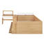 Lit plateforme double en bois naturel avec 6 tiroirs, tablettes et coiffeuse-299241849