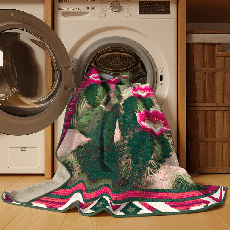  Tapis lavable en forme de figue de barbarie Southwestern, Carré 7 pi