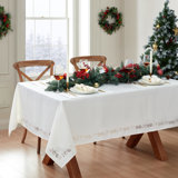 Holmwith Poinsettia Noel Laser Cut Tablecloth