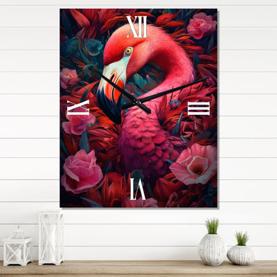 Horloge murale moderne Tropical Flamingo Grace IV - Animaux