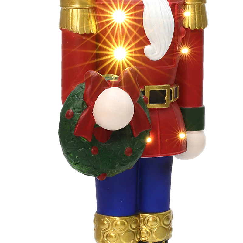 Soldat casse-noisette illuminé rouge 2 pi avec couronne, décoration de Noël à piles, H 23,82 po x l 8,24 po x P 7,48 po