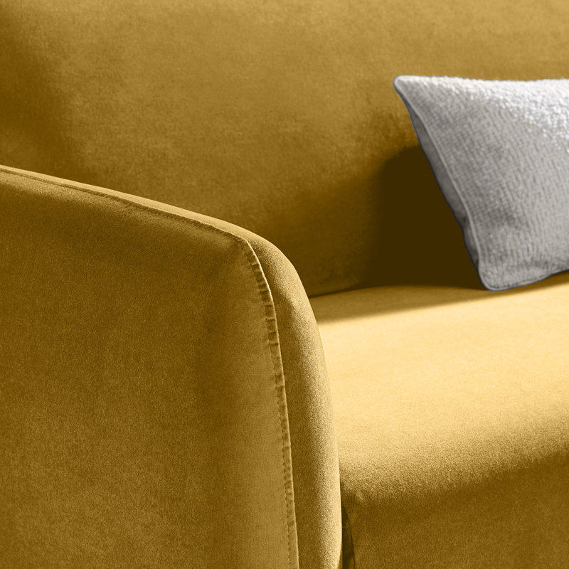 Tolly Seater Sofa Modern Deco Design - Soft Touch Luxury Velvet Retro Accent Chair In a Box, Yellow Velvet, 2