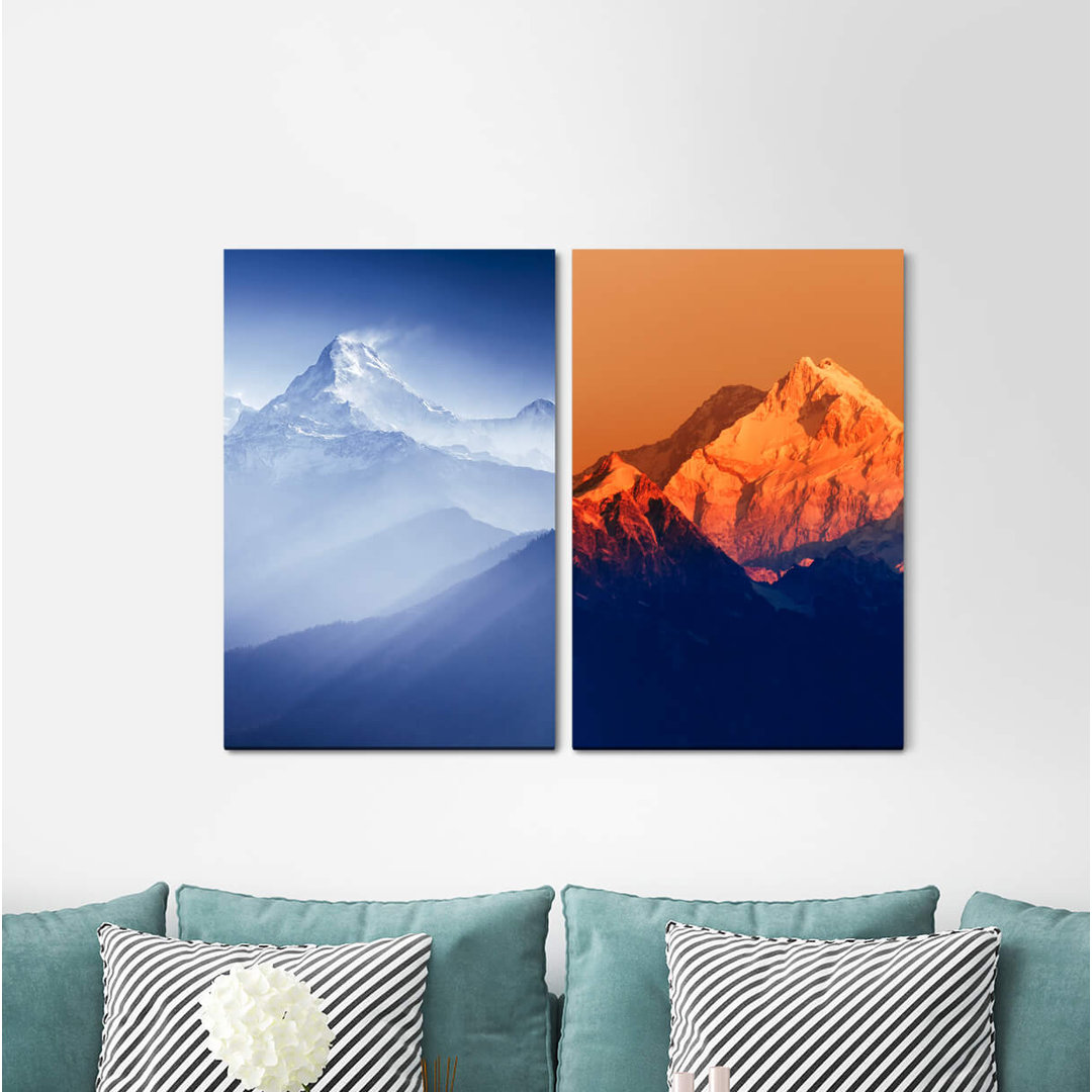 2-tlg. Leinwandbilder-Set - Fotografie „Matterhorn Alps Peaks Snow Mountains Blue Summit”