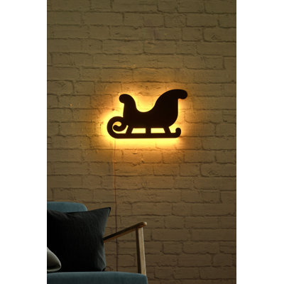 Élégant éclairage décoratif à DEL jaune, 15 x 9,1 pouces | Base de panneau de fibres à densité moyenne noire (0,11 po d'épaisseur), 60 DEL / m, adaptateur 12 V CC 1 A, cordon de 375 cm | 350 lumens, système de suspension murale intégré, classé IP20