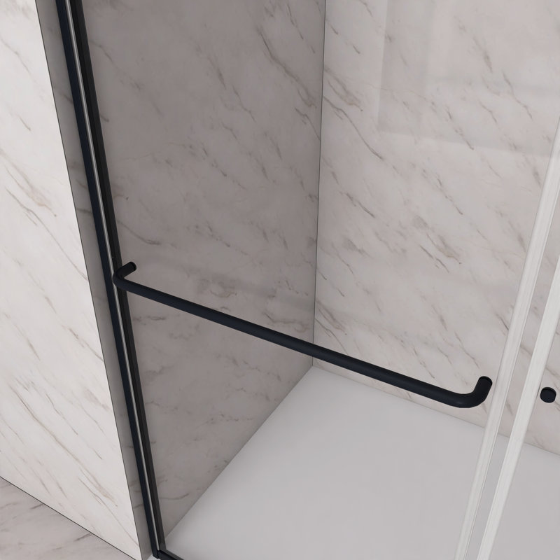 60 x 72 Matte Black Sliding Shower Door with Clear Glass
