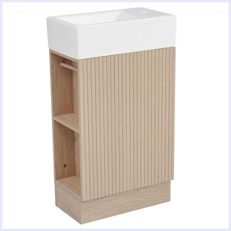 Modern Bathroom Vanity Cabinet with Two-tier Shelf, Natural