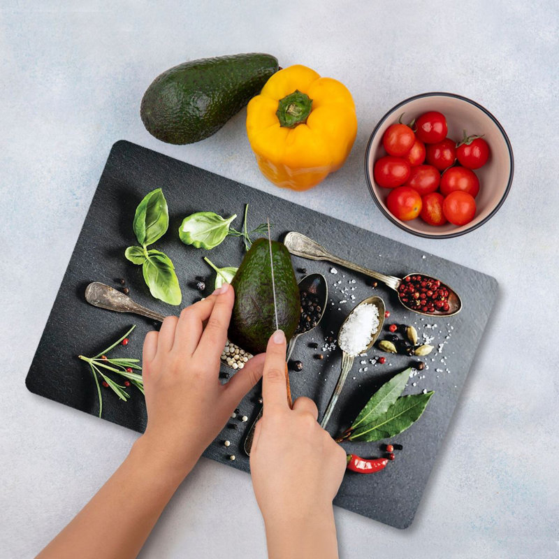 Tempered Glass Cutting Board, 7.9 x 11.8 inches | 100% Antibacterial, Easy-Clean Surface, Non-Slip Silicone Feet | Perfect for Food Prep & Serving, Durable & Stylish Kitchen Essential, Not Dishwasher Safe
