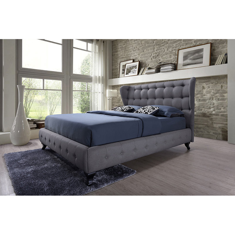 Lit plateforme tapissier très grand Liskeard, Gris