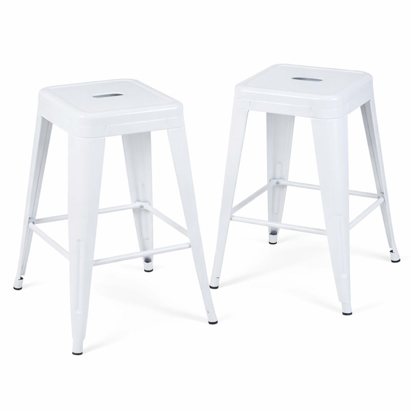Tabouret à hauteur de comptoir 24 po, ensemble de 2 tabourets de bar en métal sans dossier, non empilable, amovible et facile à assembler, conception peu encombrante pour îlot de cuisine / bar / café / salle à manger