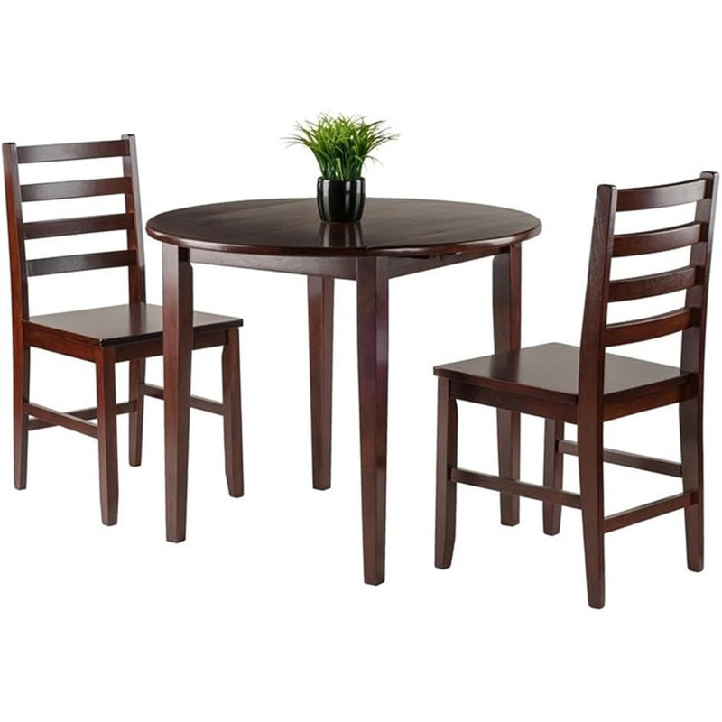 Ensemble de salle à manger 3 pièces avec table à abattants et 2 chaises, finition noyer - Ensemble 3 pièces / Taille standard / Bois / Ferme classique