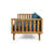 Clara Outdoor 3 Seater Daybed Sofa, Slatted Teak Wood, Blue Fabric-121489385