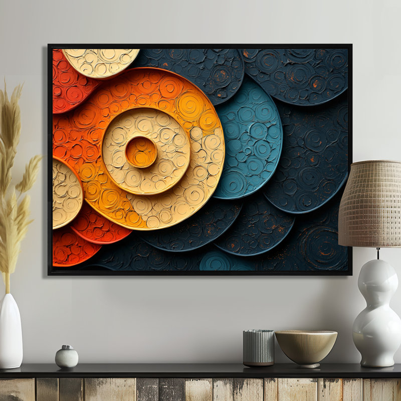 Géométrique, éclipse de biomorphisme, galaxie IV - spirales abstraites, art mural, H 12 po x l 20 po, Picture Framed, Noir