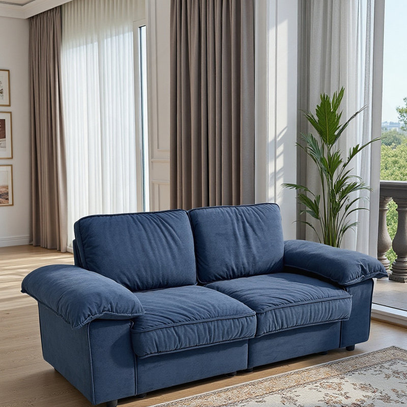 Canapé de rangement à 2 places avec compartiment caché, idéal pour les petites maisons et les espaces de vie contemporains, canapé confortable à 2 places