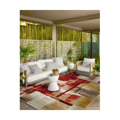 Tapis géométrique à motif tissé pastel et tapis lavable