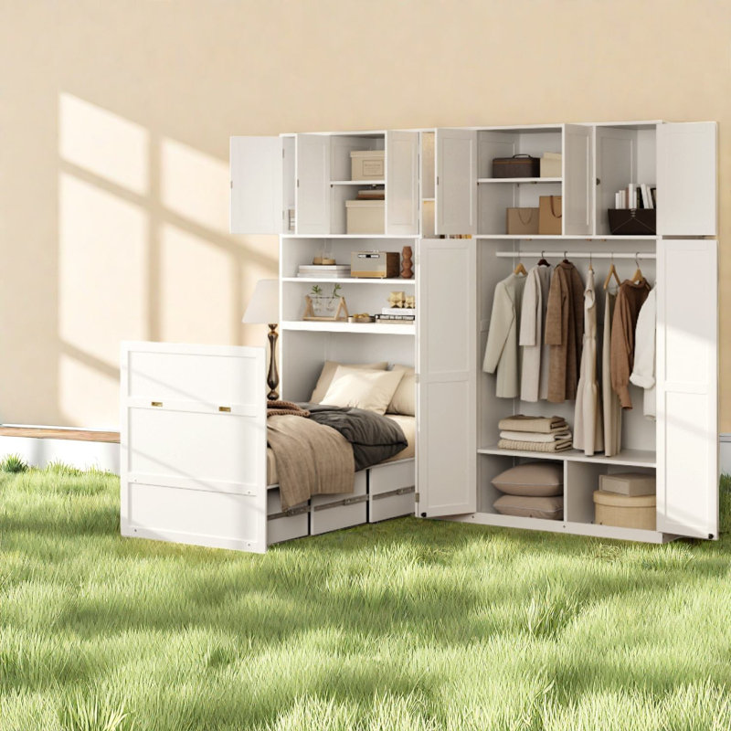 Lits peu encombrants avec rangement, armoire escamotable simple en MDF, maison moderne